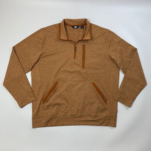 Lands End Sweatshirt Mens L Large Caramel Quarter Zip Long Sleeve Active Outdoor - Picture 2 of 13